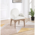 Waldorf Chenille Fabric Upholstered Dining Arm Chair in Cream