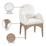 Waldorf Chenille Fabric Upholstered Dining Arm Chair in Cream