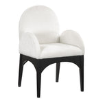 Waldorf Chenille Fabric Upholstered Dining Arm Chair in Cream