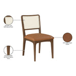 Atrium Cane Back And Vegan Leather Upholstered Seat Dining Chair in Cognac
