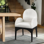 Waldorf Chenille Fabric Upholstered Dining Arm Chair in Cream