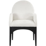 Waldorf Chenille Fabric Upholstered Dining Arm Chair in Cream