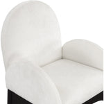 Waldorf Chenille Fabric Upholstered Dining Arm Chair in Cream