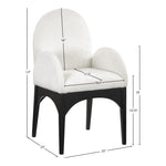 Waldorf Chenille Fabric Upholstered Dining Arm Chair in Cream
