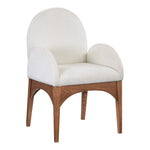Waldorf Chenille Fabric Upholstered Dining Arm Chair in Cream