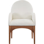 Waldorf Chenille Fabric Upholstered Dining Arm Chair in Cream