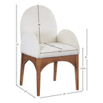 Waldorf Chenille Fabric Upholstered Dining Arm Chair in Cream