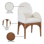 Waldorf Chenille Fabric Upholstered Dining Arm Chair in Cream