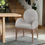 Waldorf Chenille Fabric Upholstered Dining Arm Chair in Grey