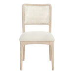 Atrium Cane Back And Vegan Leather Upholstered Seat Dining Chair in Cream