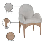 Waldorf Chenille Fabric Upholstered Dining Arm Chair in Grey