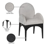 Waldorf Chenille Fabric Upholstered Dining Arm Chair in Grey