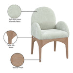 Waldorf Chenille Fabric Upholstered Dining Arm Chair in Mint