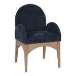 Waldorf Chenille Fabric Upholstered Dining Arm Chair in Navy