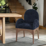 Waldorf Chenille Fabric Upholstered Dining Arm Chair in Navy