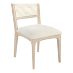 Atrium Cane Back And Vegan Leather Upholstered Seat Dining Chair in Cream