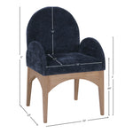 Waldorf Chenille Fabric Upholstered Dining Arm Chair in Navy