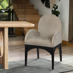 Waldorf Chenille Fabric Upholstered Dining Arm Chair in Beige