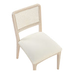 Atrium Cane Back And Vegan Leather Upholstered Seat Dining Chair in Cream