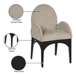 Waldorf Chenille Fabric Upholstered Dining Arm Chair in Beige