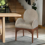 Waldorf Chenille Fabric Upholstered Dining Arm Chair in Beige