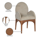 Waldorf Chenille Fabric Upholstered Dining Arm Chair in Beige