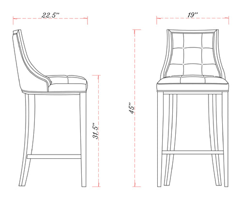 Fifth Avenue Wood Upholstered Barstool in Light Gray