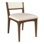 Atrium Cane Back And Vegan Leather Upholstered Seat Dining Chair in Cream