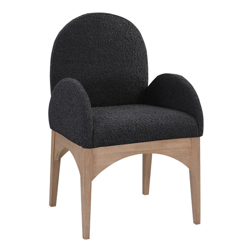 Waldorf Boucle Fabric Upholstered Dining Arm Chair in Black