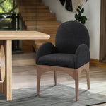 Waldorf Boucle Fabric Upholstered Dining Arm Chair in Black