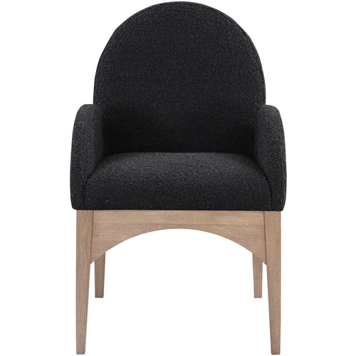 Waldorf Boucle Fabric Upholstered Dining Arm Chair in Black