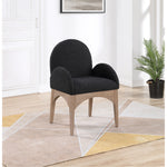 Waldorf Boucle Fabric Upholstered Dining Arm Chair in Black