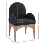 Waldorf Boucle Fabric Upholstered Dining Arm Chair in Black