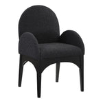 Waldorf Boucle Fabric Upholstered Dining Arm Chair in Black