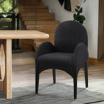 Waldorf Boucle Fabric Upholstered Dining Arm Chair in Black