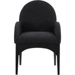 Waldorf Boucle Fabric Upholstered Dining Arm Chair in Black