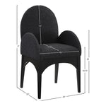 Waldorf Boucle Fabric Upholstered Dining Arm Chair in Black