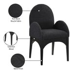 Waldorf Boucle Fabric Upholstered Dining Arm Chair in Black
