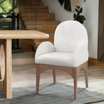 Waldorf Boucle Fabric Upholstered Dining Arm Chair in Cream