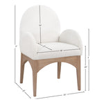 Waldorf Boucle Fabric Upholstered Dining Arm Chair in Cream