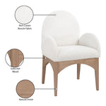 Waldorf Boucle Fabric Upholstered Dining Arm Chair in Cream
