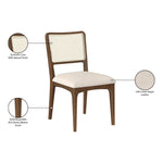 Atrium Cane Back And Vegan Leather Upholstered Seat Dining Chair in Cream