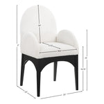 Waldorf Boucle Fabric Upholstered Dining Arm Chair in Cream