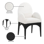 Waldorf Boucle Fabric Upholstered Dining Arm Chair in Cream