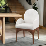 Waldorf Boucle Fabric Upholstered Dining Arm Chair in Cream