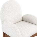 Waldorf Boucle Fabric Upholstered Dining Arm Chair in Cream