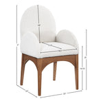 Waldorf Boucle Fabric Upholstered Dining Arm Chair in Cream