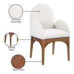 Waldorf Boucle Fabric Upholstered Dining Arm Chair in Cream