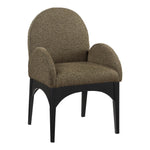 Waldorf Boucle Fabric Upholstered Dining Arm Chair in Olive