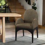 Waldorf Boucle Fabric Upholstered Dining Arm Chair in Olive
